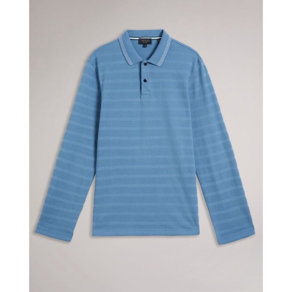 Penine Long Sleeve Textured Stripe Polo Shirt